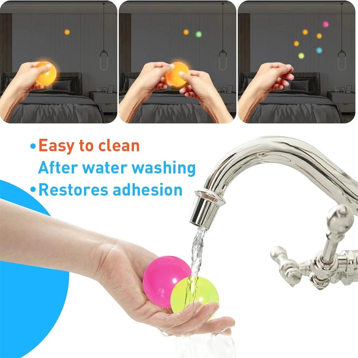 Glow in The Dark Sticky Balls | Squishy Stress Relief Sensory Fidget Toys